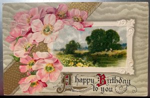 Vintage Victorian Postcard 1910 A Happy Birthday to You - Pink Dogwood