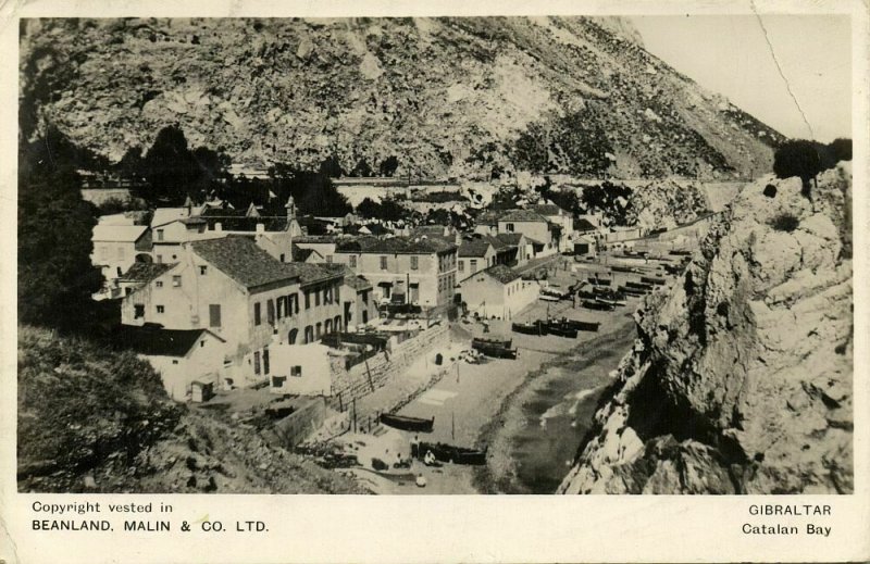 Gibraltar, Catalan Bay (1945) RPPC Postcard Censor Cancel