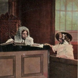 Postcard Evidence for the Plaintiff Girl Boy in Court posted 1910 Clarksburg WV