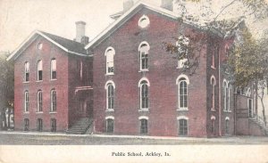 Ackley Iowa view of front Public School vintage pc CC397