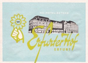 Germany Erfurt Hotel Erfurter Hof Vintage Luggage Label sk3708