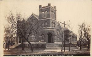Yates Centre Kansas~ME Church~Corner Entrance~House Next Door~1908 RPPC Postcard