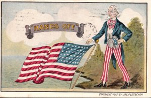 Patriotic Hands Off Uncle Sam With Flag 1919