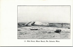 Postcard MA North Scituate Well Rock Minot Beach Sailboat Stairs UDB ~1905 H20