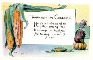 Thanksgiving Greetings With Turkey Pumpkin and Corn