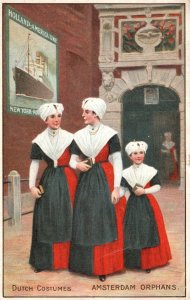 Vintage Postcard 1912 Portrait Beautiful Girls Dutch Costumes Amsterdam Orphans