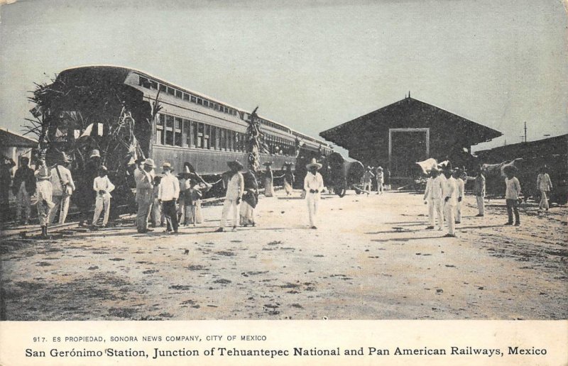 San Geronimo Station Tehuantepec National & Pan American Railways c1907 Postcard