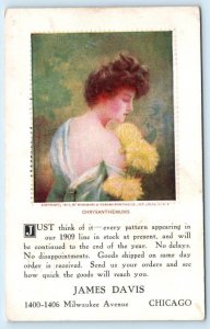 CHICAGO, Illinois IL ~ Advertising JAMES DAVIS WALLPAPER Embossed 1907 Postcard
