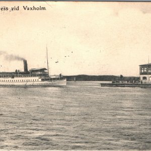 c1910s Vaxholm, Sweden Angf Express Boat Collotype Photo Steamship Postcard A158