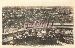 Old Postcard 4 lyon general view taken of the elevator tower fourviere has 37...