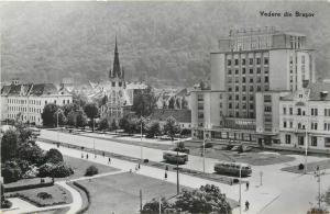 View from Brasov Hotel Carpati Transilvania Romania 1960s surface transportation