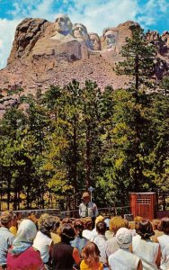 MT. RUSHMORE Amphitheater Black Hills, South Dakota Ranger '60s Vintage Postcard