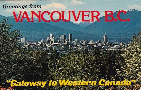 Greetings From Vancouver Brish Columba Gateway To Western Canada