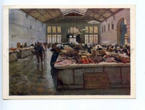 228506 GERMANY Hans Bartels fish market old russian postcard