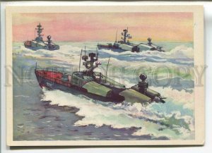 483932 USSR 1973 year artist Pavlinov modern ships Navy missile boats postcard