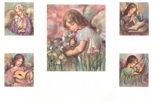 Italian illustrator Adelina ZANDRINO lot of 5 drawn angels fine art postcards