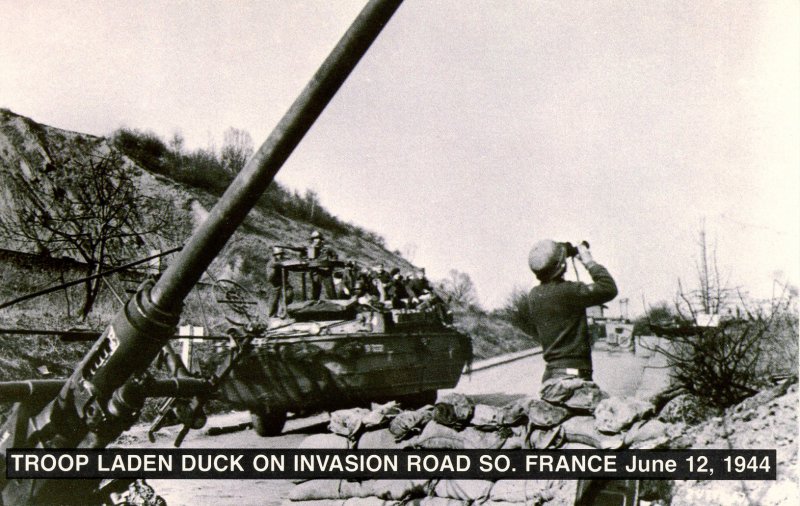 WWII - Troop-Laden Duck on Invasion Road, France