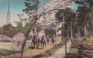 North Carolina Pinehurst Riders Near The Village Chapel Handcolored Albertype