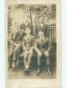 Old rppc GROUP OF PEOPLE Great Postcard AB1433