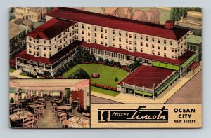 Postcard NJ Ocean City New Jersey Hotel Lincoln & Restaurant c1950s Z4