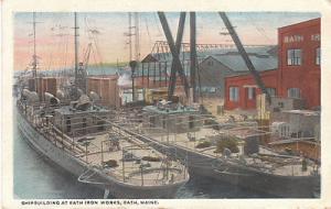 G0386 ME, Bath Iron Works Ship Building Postcard