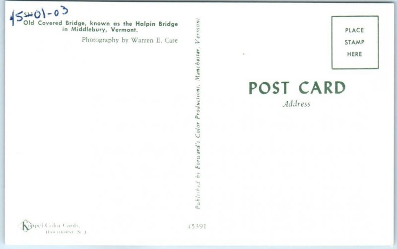 Postcard - Halpin Bridge in Middlebury, Vermont