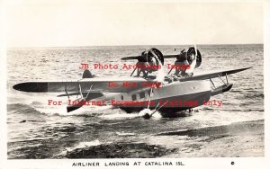 CA, Catalina Island, California, RPPC, Wilmington Catalina Airliner Landing