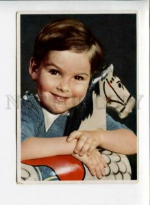 3007713 Cute Boy with White HORSE Toy Vintage photo PC