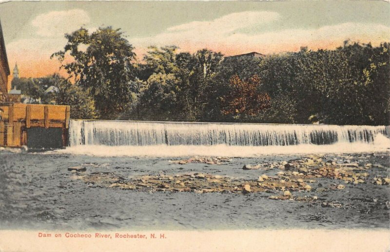 Rochester New Hampshire c1905 Postcard Dam on Cocheco River Waterfall
