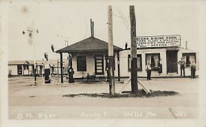 Wells ME Dyer's Dining Room & Gas Station Cabins Real Photo Postcard