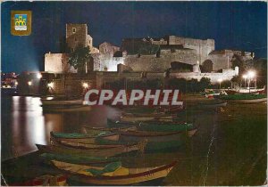 Postcard Modern Light and Colors of the Cote Vermeille Colliour night view of...