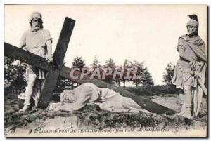 Old Postcard Calvary of Pontchateau (IX Station) Jesus falls the troisleme times