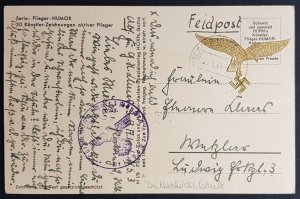 GERMAN THIRD 3rd REICH ORIGINAL CARD HUMOUR FELDPOST WITH LUFTWAFFE VIGNETTE