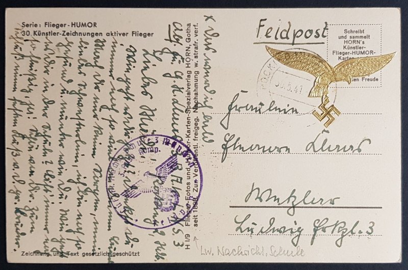 GERMAN THIRD 3rd REICH ORIGINAL CARD HUMOUR FELDPOST WITH LUFTWAFFE VIGNETTE