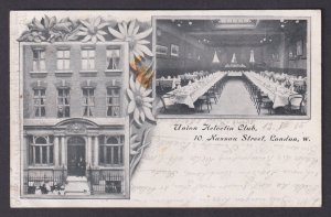 Vintage Postcard England London Union Helvetia Club 1905