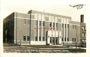 IA, Carroll, Iowa, RPPC, High School Auditorium, Entrance View, 1940 PM