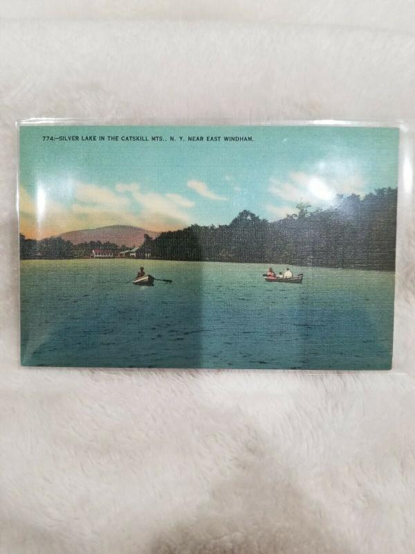 Antique Postcard Silver Lake in the Catskill Mts, NY near East Windham