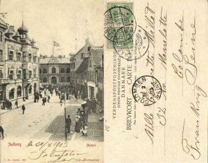 denmark, AALBORG ÅLBORG, Nytorv, Street Scene (1903) Postcard