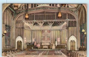 CHICAGO, Illinois IL ~ First Methodist TEMPLE SANCTUARY c1940s Linen Postcard