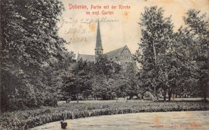 DOBERMAN GERMANY~PARTIE mit der KIRCHE-Engl GARTE~1903 J BITTER PHOTO POSTCARD