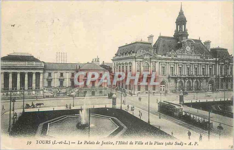 Postcard Old Tours L and L Courthouse Hotel de Ville and Place South Coast