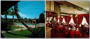 Harlingen Texas 1960s Oversize Postcard Holiday Inn Motel Swimming Pool Dining