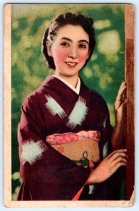 1920's JAPAN GEISHA GIRL IN KIMONO HAND COLORED? ANTIQUE POSTCARD