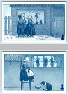 2 Postcards ADVERTISING ~ Dutch Kids WALK OVER SHOES 1909 Katharine Browne