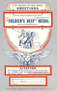 Soldier's Beef Medal Military Comic Unused 