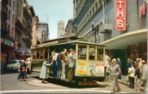 Postcard CA - Cable Car on Turntable, San Francisco