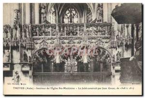 Old Postcard Troyes Aube Interior of the Church Ste Madeleine