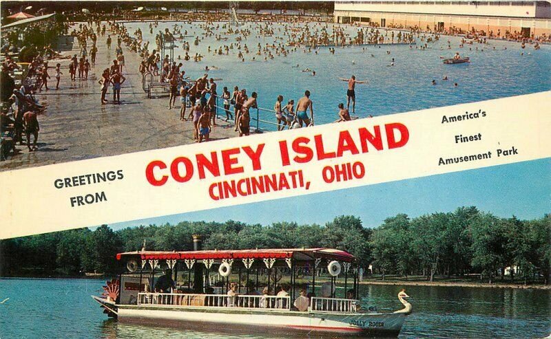 Cincinnati Ohio Sunlite Pool Coney Island Fas Foto Colorpicture Postcard 5657