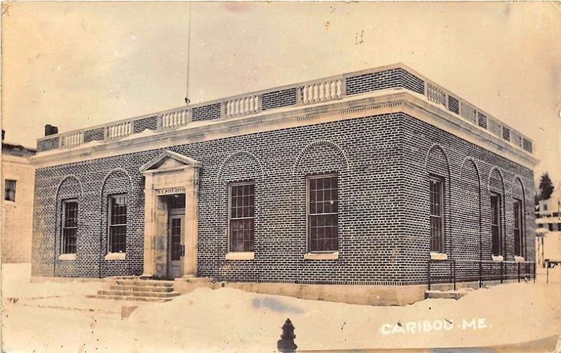 Caribou ME U. S. Post Office 1930 RPPC Postcard