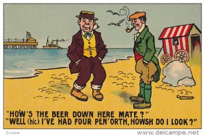 Drunk man and Man smoking pipe on the beach, How's the Beer?..., 00-10s